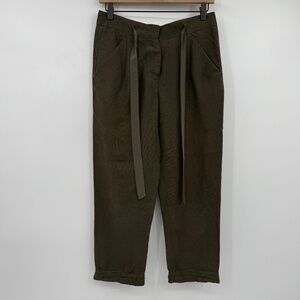 Wilfred Pants Women 0 Green Cropped Relaxed Resort Linen Blend Sash Tie Front